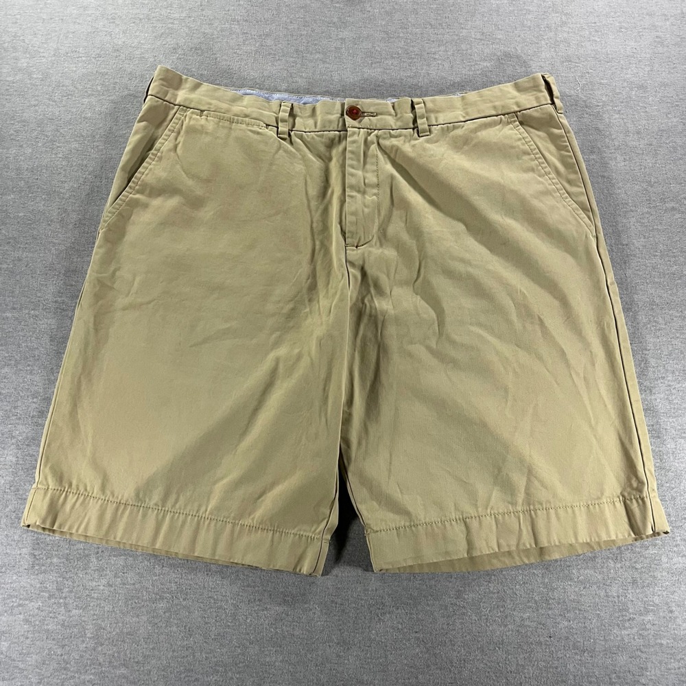 Tommy Hilfiger Mens 38 Khaki Chino Shorts Classic Fit Tan Cotton Twill Casual